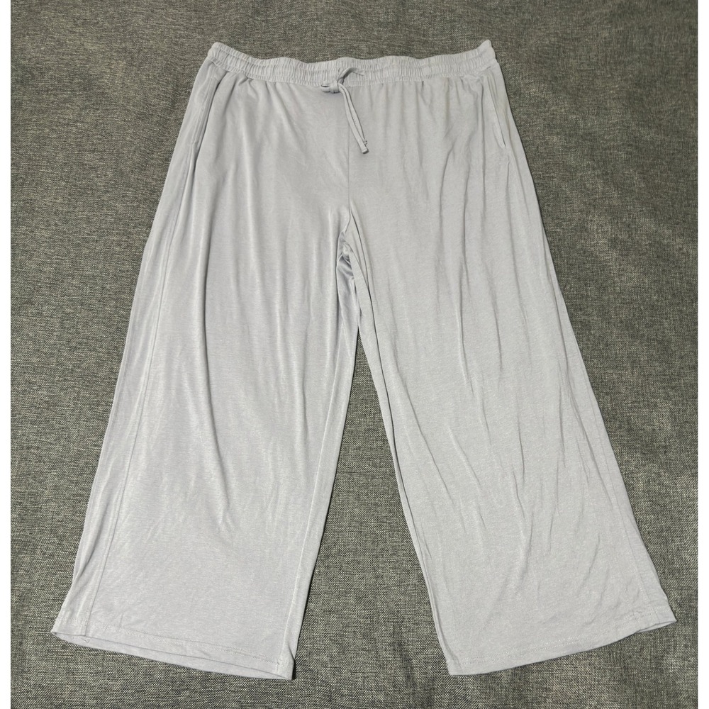 Unbranded Women 4XL Gray Lounge Pants Wide Leg Drawstring Comfort